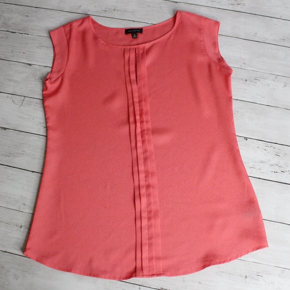 The Limited Tops - The Limited Women's Silky Crepe Pintuck Cap Sleeve Blouse Size XS Coral